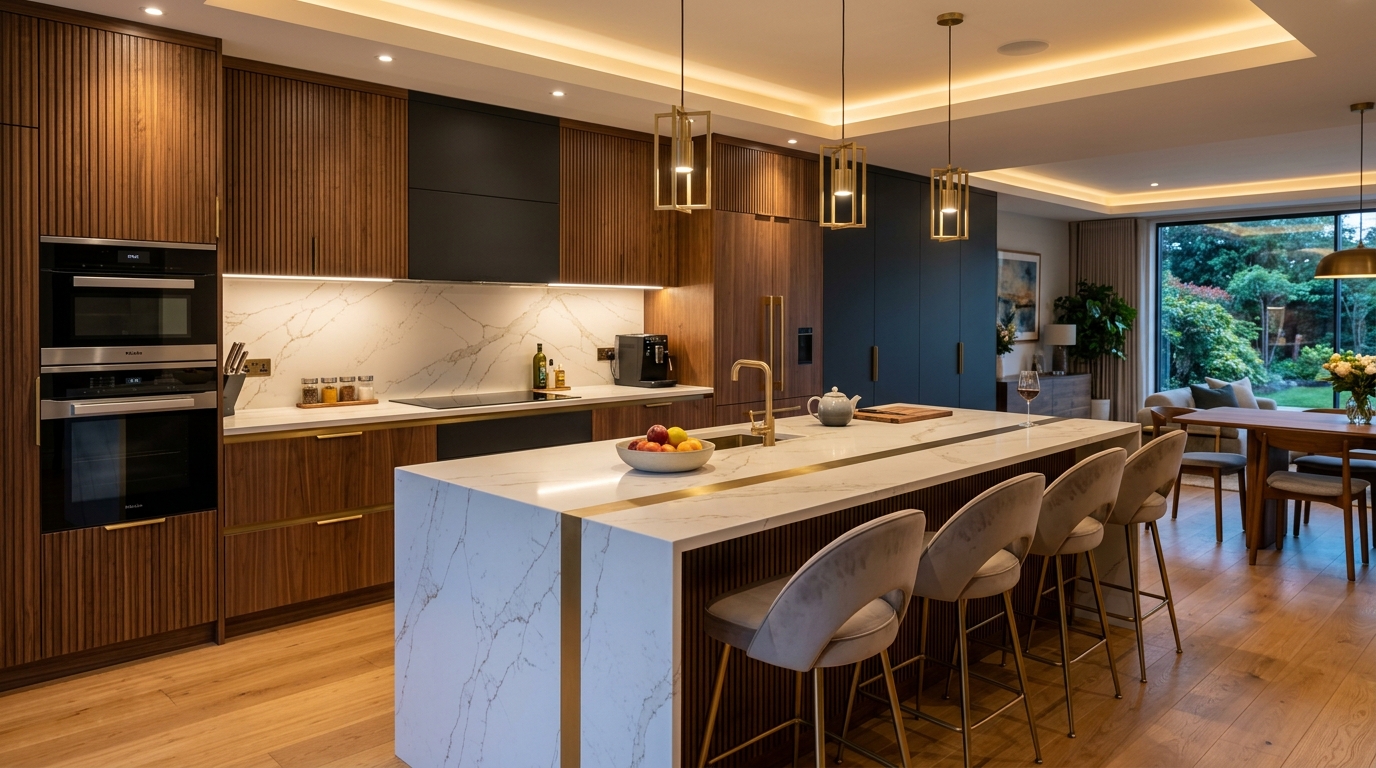 Royal Fluted Walnut & Brass